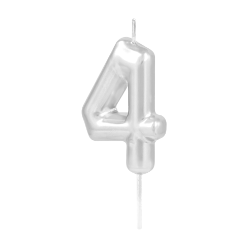 Ezüst fényes tortagyertya szám 4, 6 cm Ezüst fényes tortagyertya szám 4, 6 cm