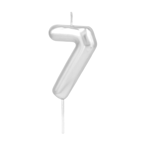 Ezüst fényes tortagyertya 7-es szám, 6 cm Ezüst fényes tortagyertya 7-es szám, 6 cm