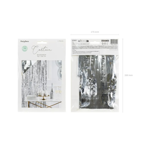 Srebrna metalizirana party zavesa 100x200 cm – dekorativna folija