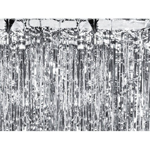 Srebrna metalik party zavesa 100x200 cm – dekorativna folijska zavesa