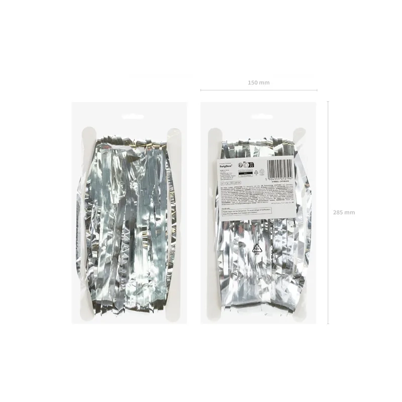 Draperie metalică argintie pentru petrecere 100x200 cm – perdea decorativă din folie