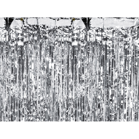 Srebrna zabavna zavesa za zabave 90 × 250 cm – bleščeča dekoracija
