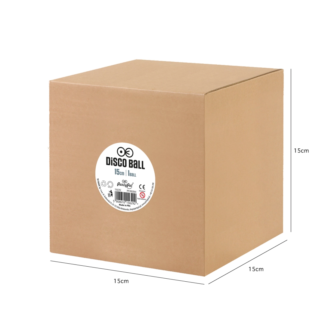 Minge disco argintie cu oglinzi, 15 cm, 1 buc.