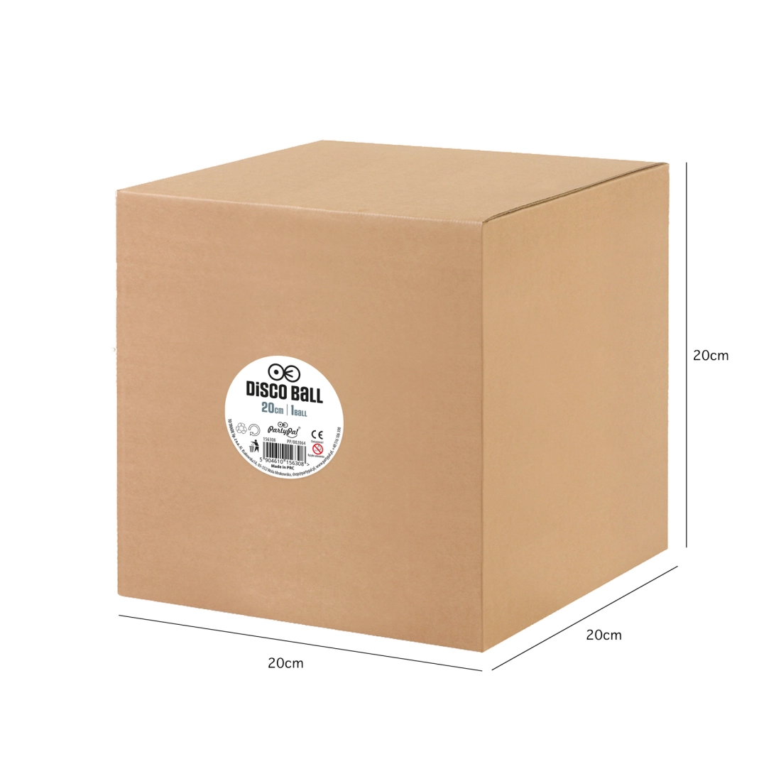 Ezüst tükörmozaikos diszkógömb, 20 cm, 1 db