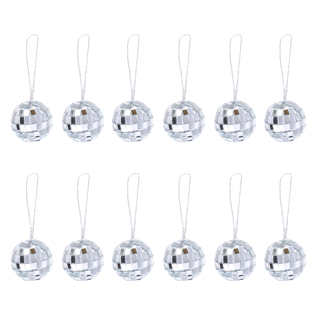 Bilă disco oglindă argintie 3 cm – set 12 buc.