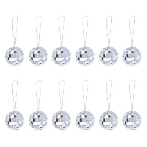 Ezüst tükrös diszkógömb 3 cm – 12 darabos csomag Ezüst tükrös diszkógömb 3 cm – 12 darabos csomag