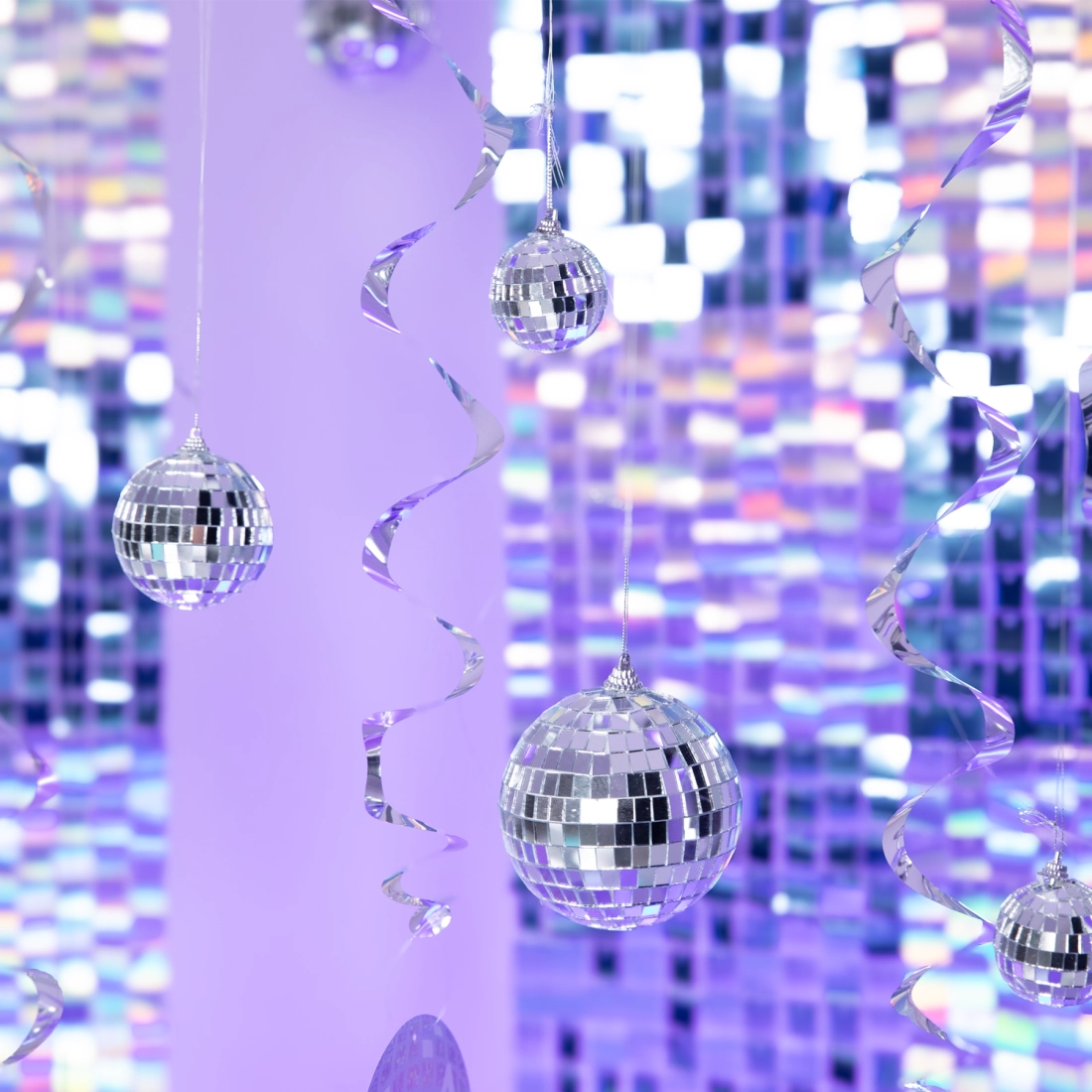 Bilă disco oglindă argintie 3 cm – set 12 buc.