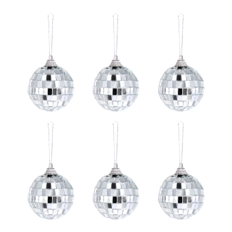 Srebrna zrcalna disko krogla 5 cm – 6 kosov