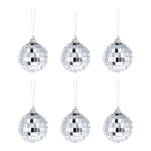 Ghirlandă de bile disco oglindă argintii 5 cm – set 6 buc.