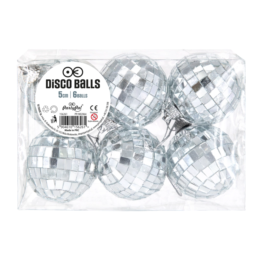 Ezüst tükrös diszkógömb 5 cm – 6 db