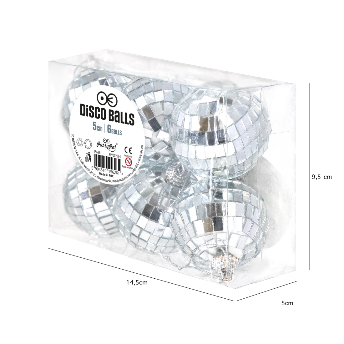 Ezüst tükrös diszkógömb 5 cm – 6 db