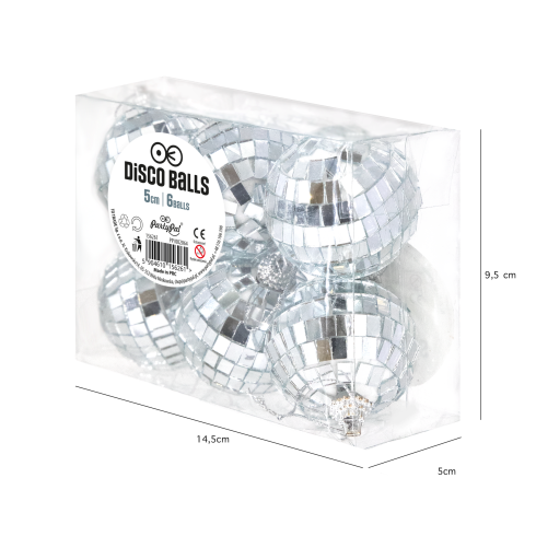 Ezüst tükrös diszkógömb 5 cm – 6 db Ezüst tükrös diszkógömb 5 cm – 6 db