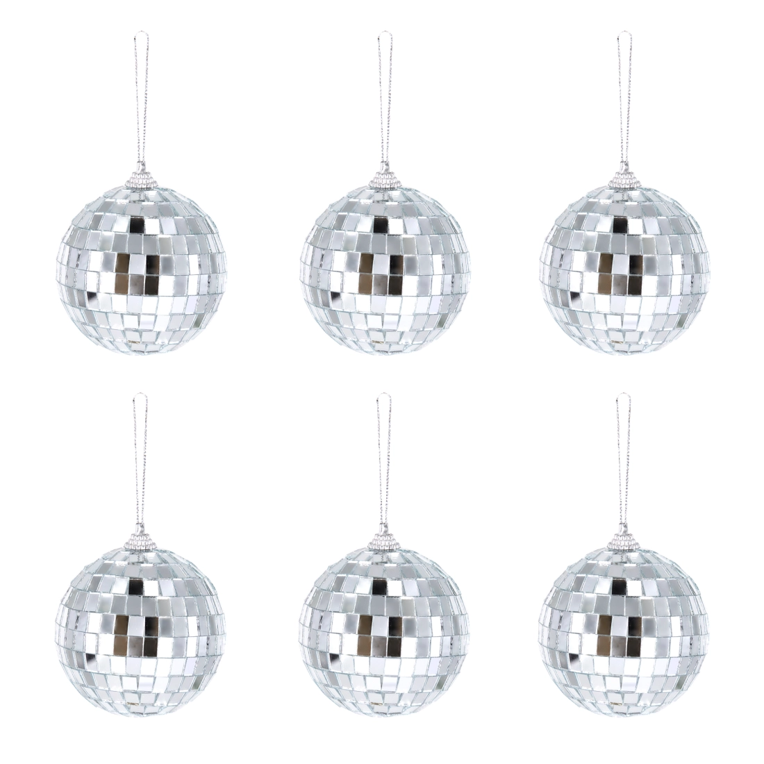 Ezüst tükrös diszkógömb 7 cm – 6 db