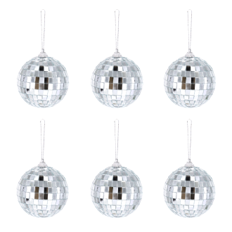 Srebrna zrcalna disko krogla 7 cm – 6 kos