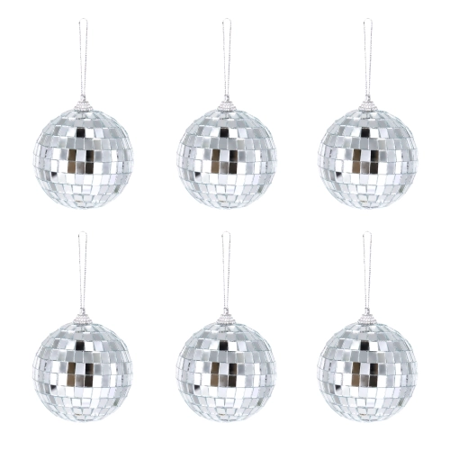 Bile disco oglindă argintii 7 cm – 6 buc.