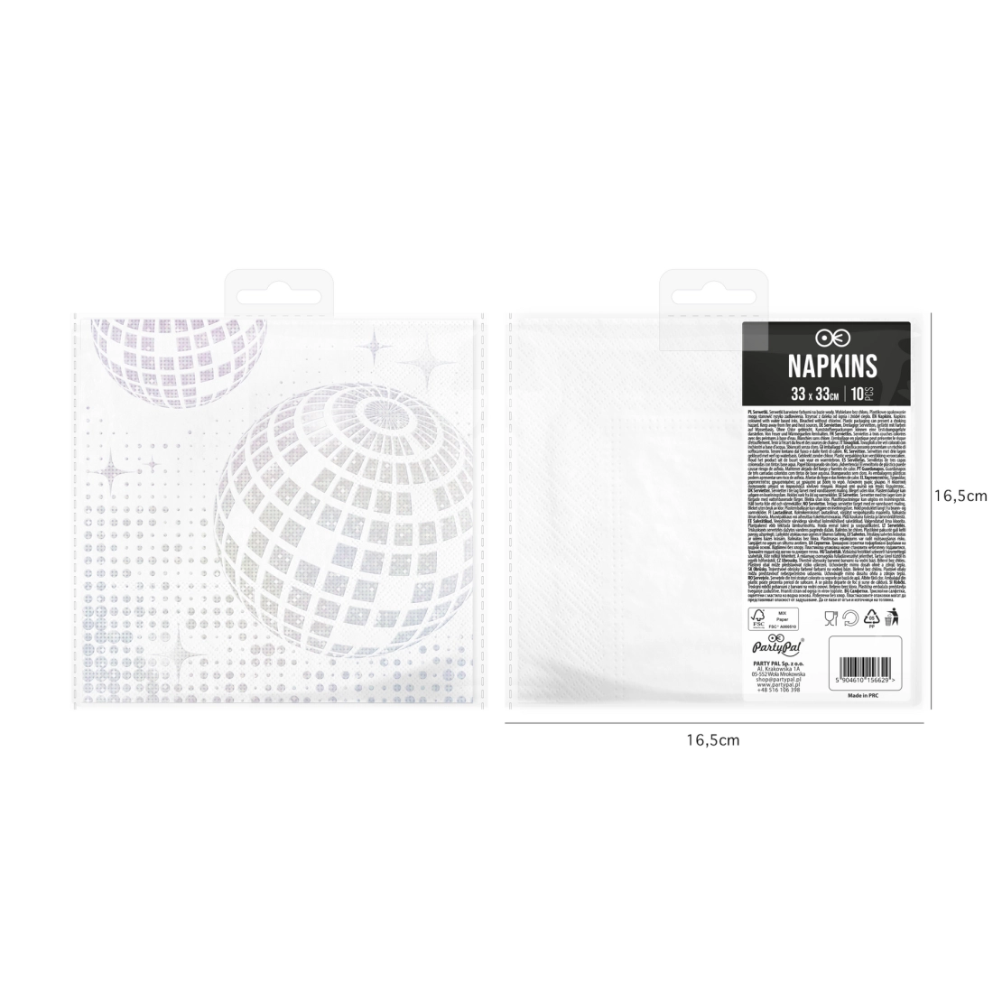 Șervețele Disco argintii, 10 buc.