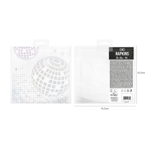 Ezüst Disco Szalvéták, 10 db Ezüst Disco Szalvéták, 10 db