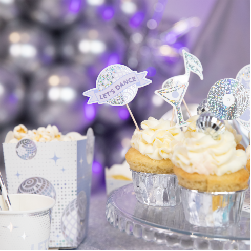 Ezüst diszkó topperek – 8 darabos készlet Ezüst diszkó topperek – 8 darabos készlet