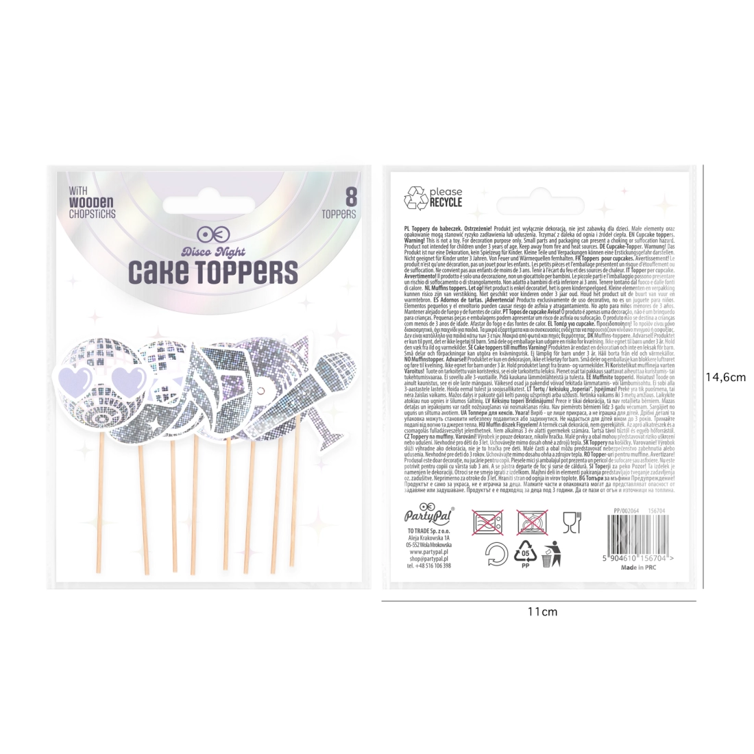 Topper-e disco argintii – set 8 buc.