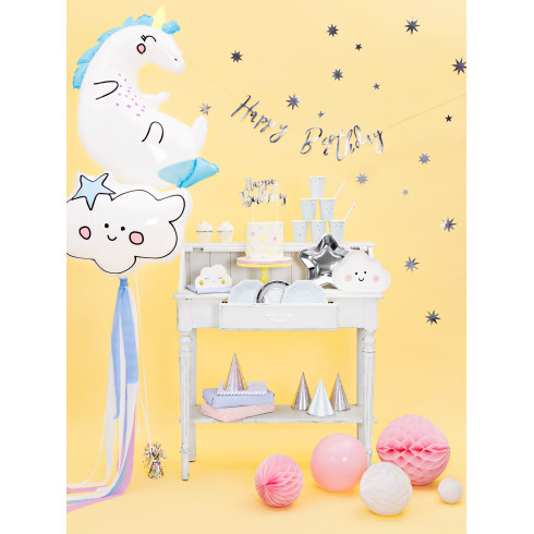 Srebrne holografske zabavne kapice 16 cm – komplet 6 kosov