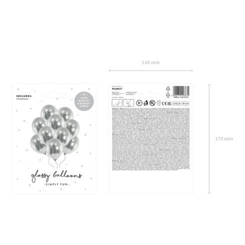 Srebrni sijoči baloni 30 cm – komplet 10 kosov za praznovanje