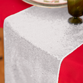 Srebrni bleščeči prt 200 x 28 cm za mizo