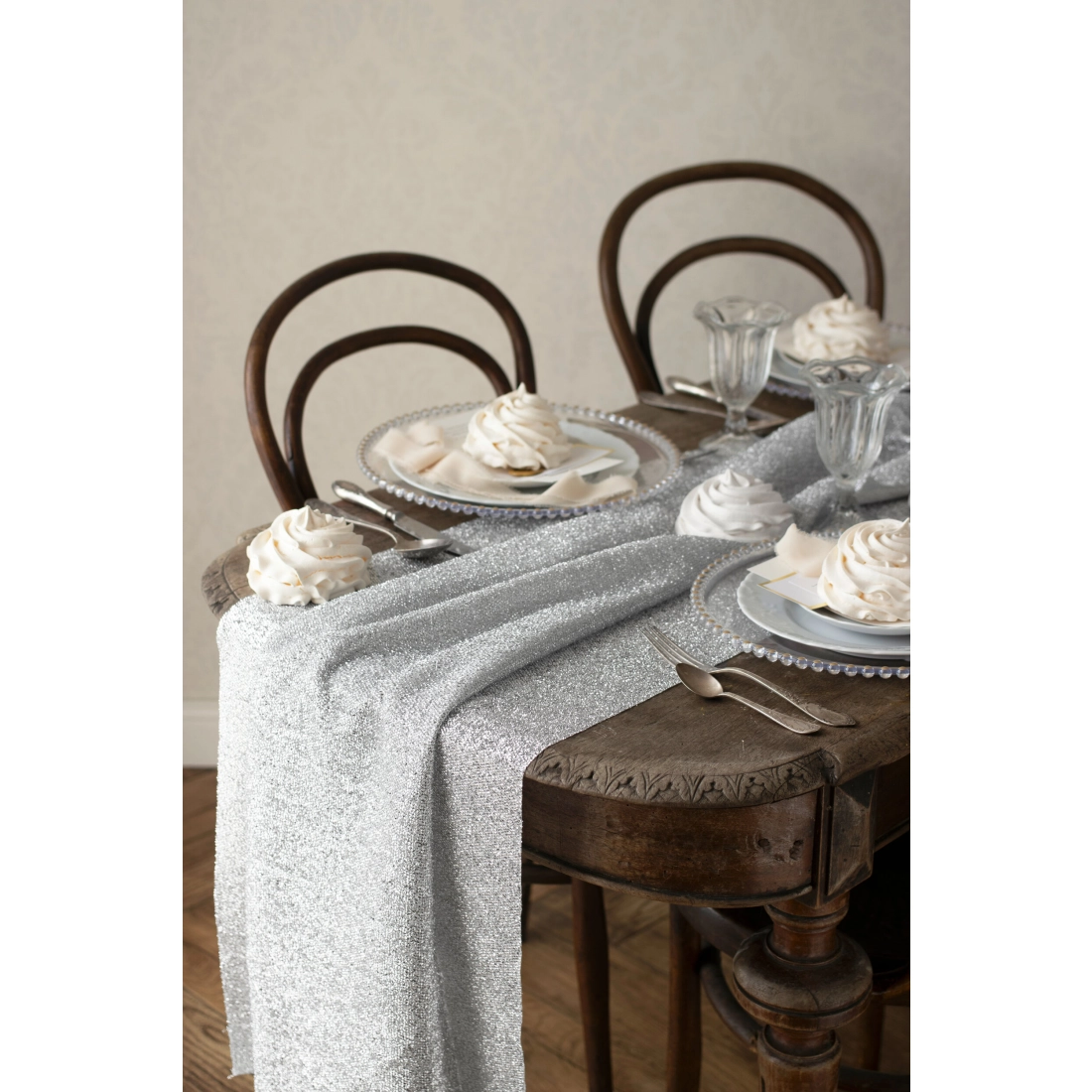 Ezüst metál asztali futó 36 cm x 3 m – dekoratív
