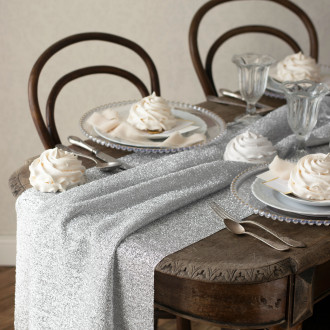 Srebrn kovinski tekač za mizo 36 cm x 3 m – dekorativen