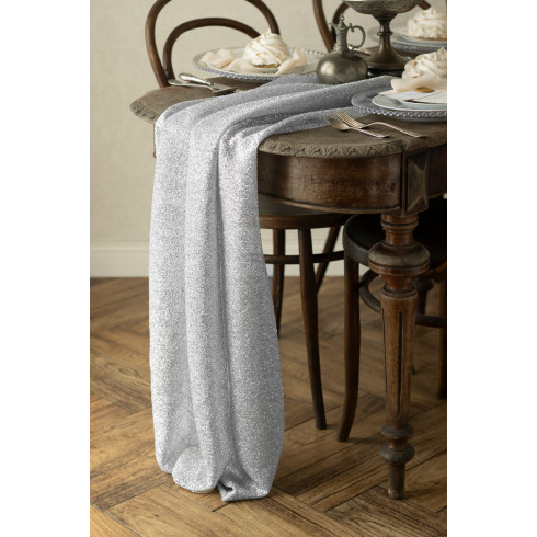 Srebrn kovinski tekač za mizo 36 cm x 3 m – dekorativen