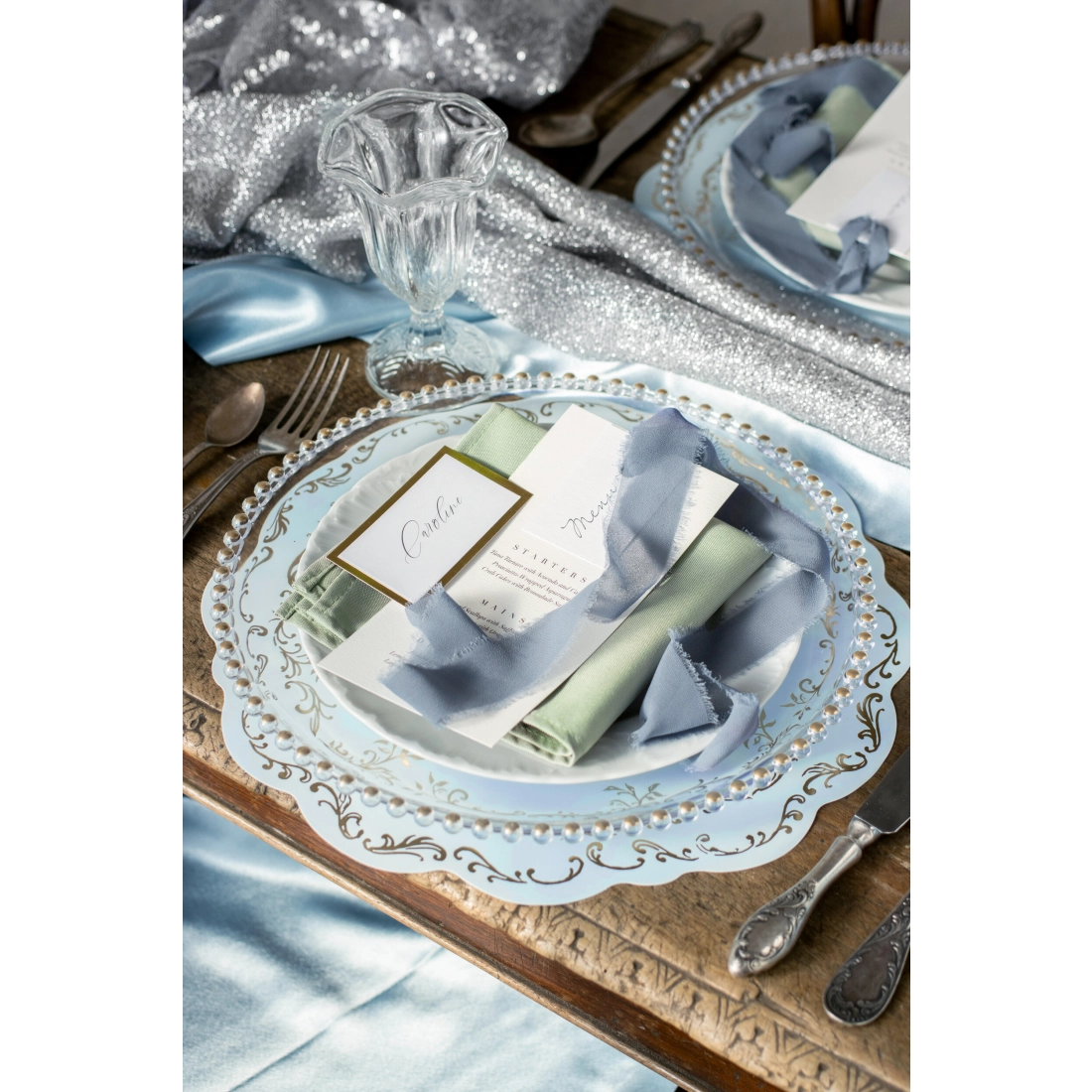 Ezüst metál asztali futó 36 cm x 3 m – dekoratív