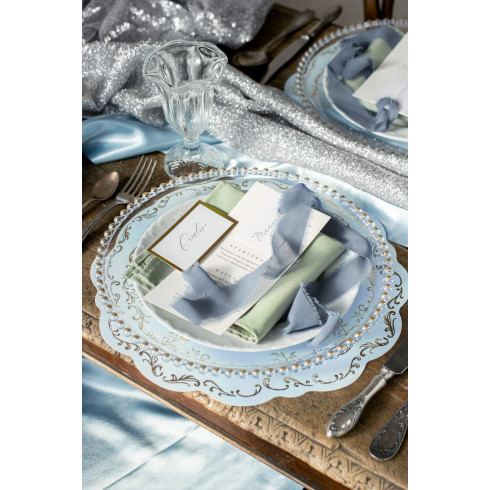 Srebrn kovinski tekač za mizo 36 cm x 3 m – dekorativen