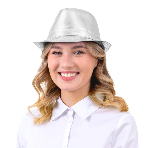 Ezüst színű, műbőr party kalap