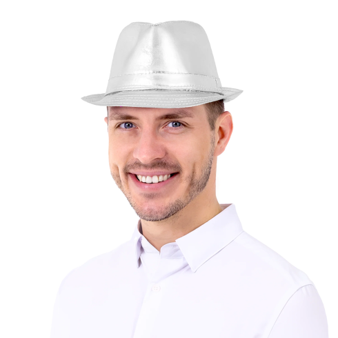 Srebrn party klobuk iz imitacije usnja