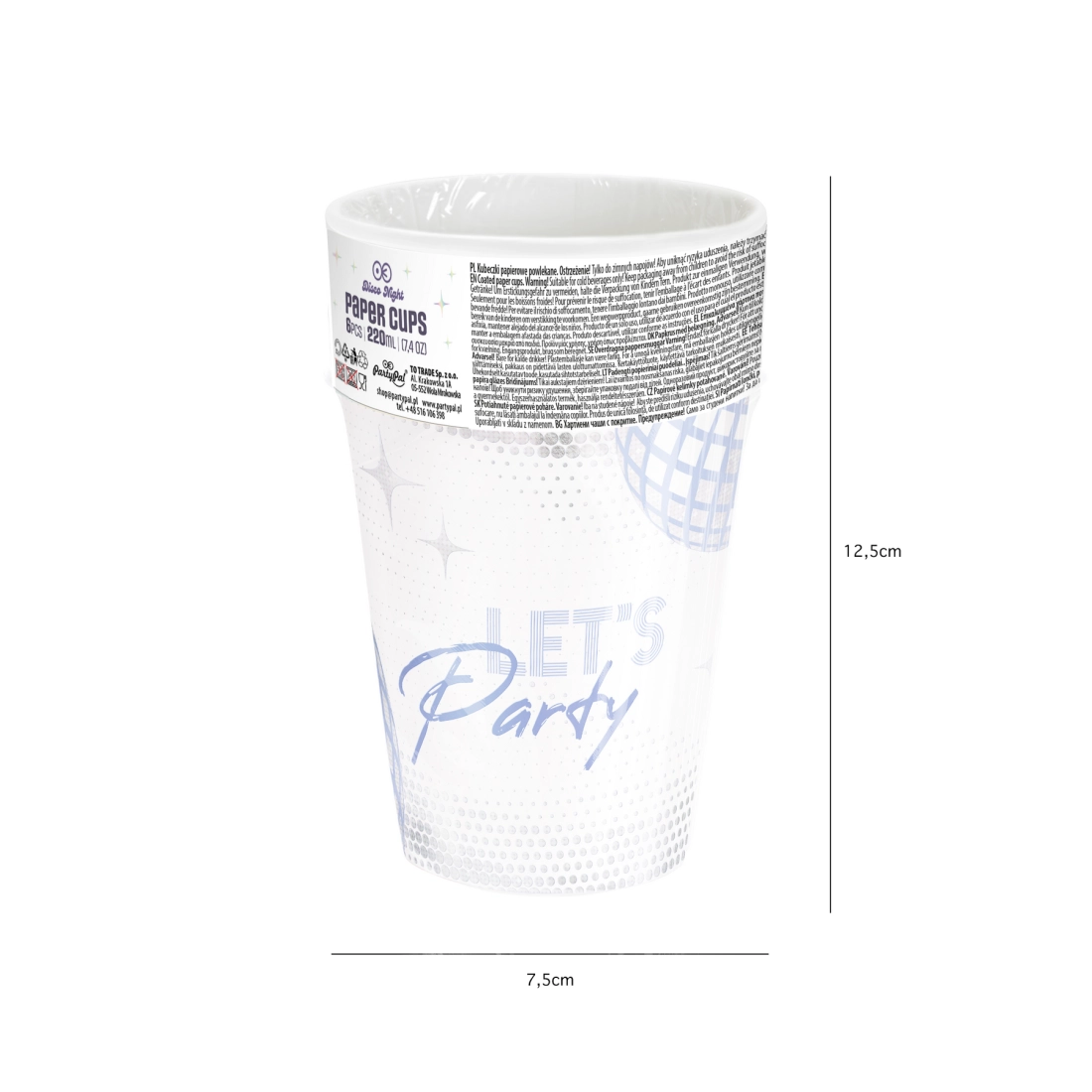 Pahare de petrecere argintii Disco 220 ml – 6 buc.