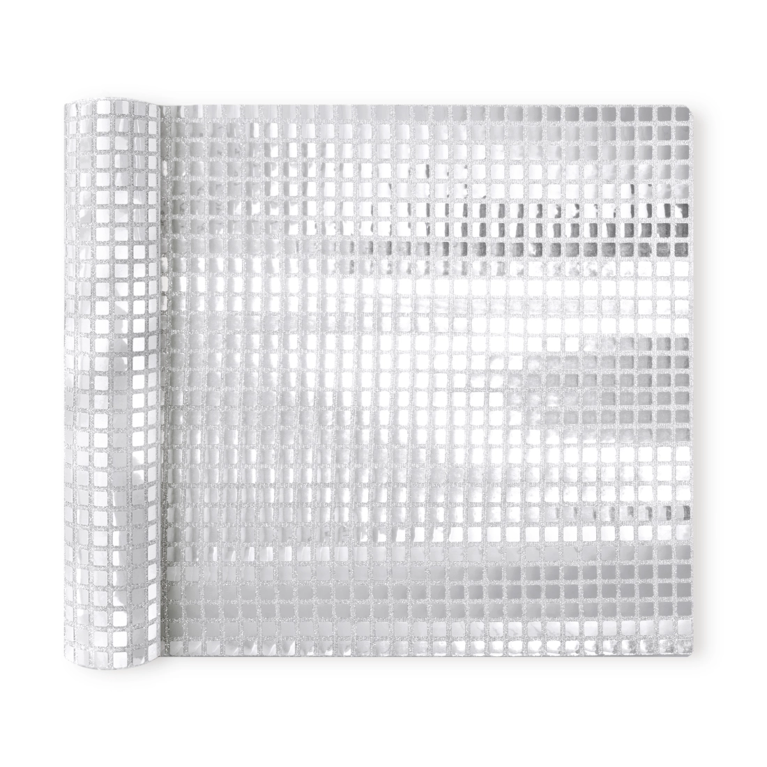 Srebrni kvadratni šljokičasti stolnjak 275 x 28 cm