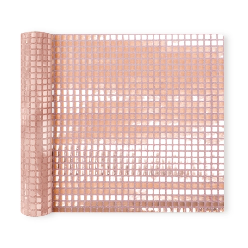 Négyszögletes asztali futó rose gold flitterekkel 275 x 28 cm
