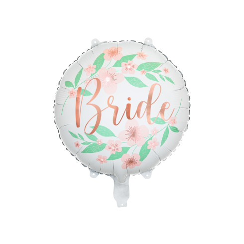 Bride fólia lufi 45 cm – fehér, rózsaszín “Bride” felirattal Bride fólia lufi 45 cm – fehér, rózsaszín “Bride” felirattal