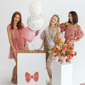 Poroka folijski balon Bride 45 cm – bel z rožnatim napisom Bride