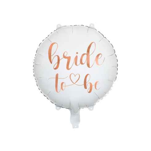 Bride to Be fehér fólia lufi, 45 cm, rózsaarany felirattal