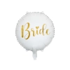 Balon folie nuntă Bride 45 cm, alb cu inscripție aurie