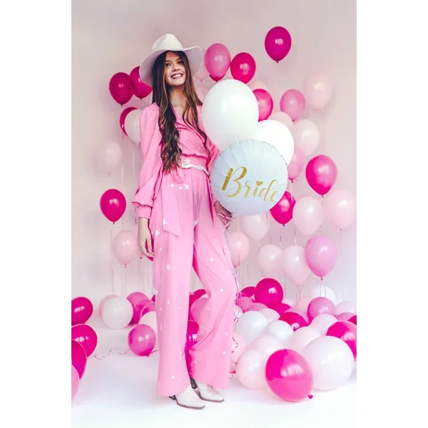 Balon folie nuntă Bride 45 cm, alb cu inscripție aurie