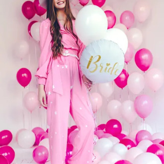 Poročni folijski balon Bride 45 cm bel z zlatim napisom