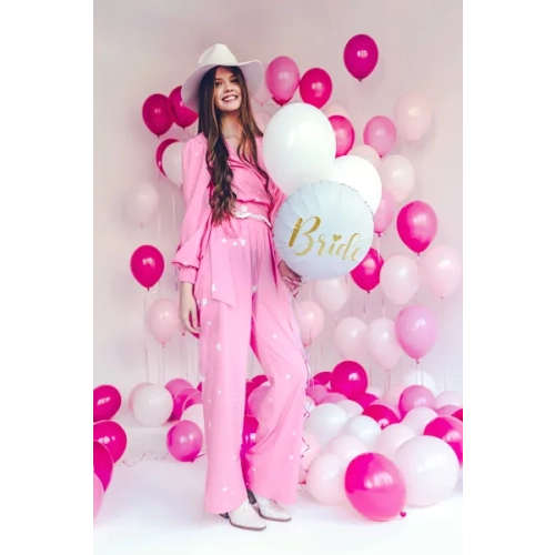 Poročni folijski balon Bride 45 cm bel z zlatim napisom