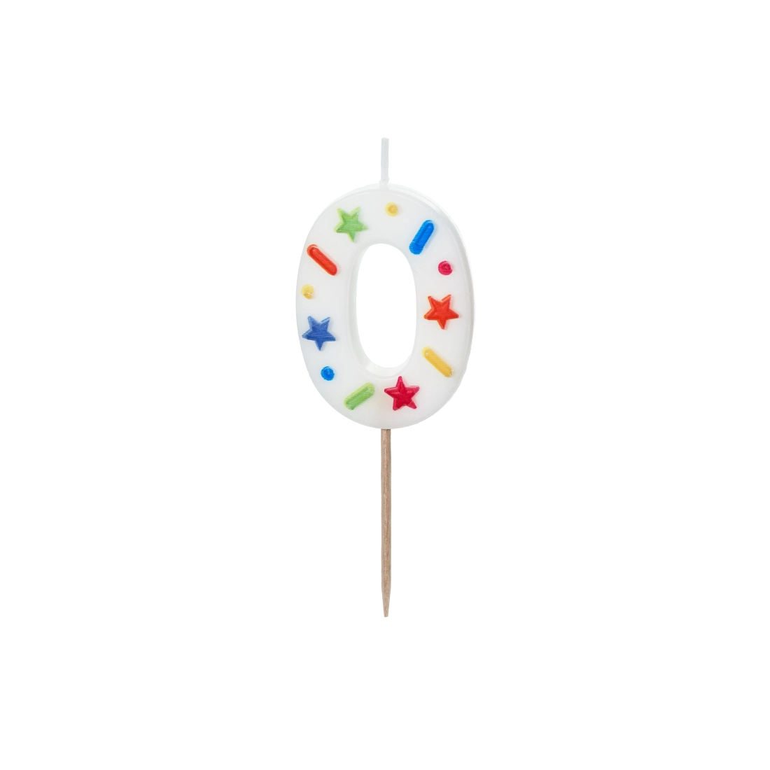 Tortagyertya 0 szám, fehér, konfettivel