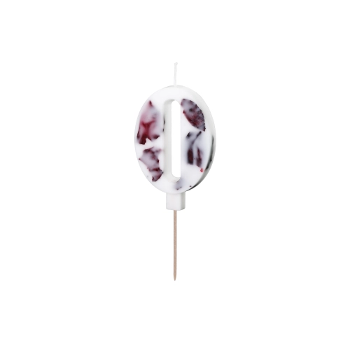 Fehér tortagyertya 0 számmal, virágmintás, 8 cm