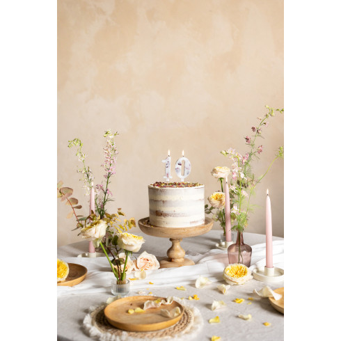 Sviečka na tortu číslo 0 biela s kvetmi 8 cm