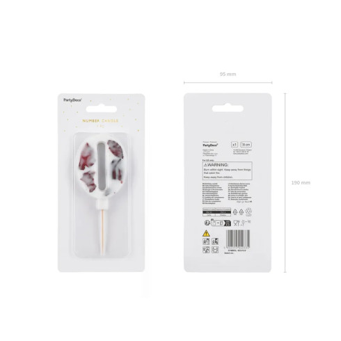 Sviečka na tortu číslo 0 biela s kvetmi 8 cm