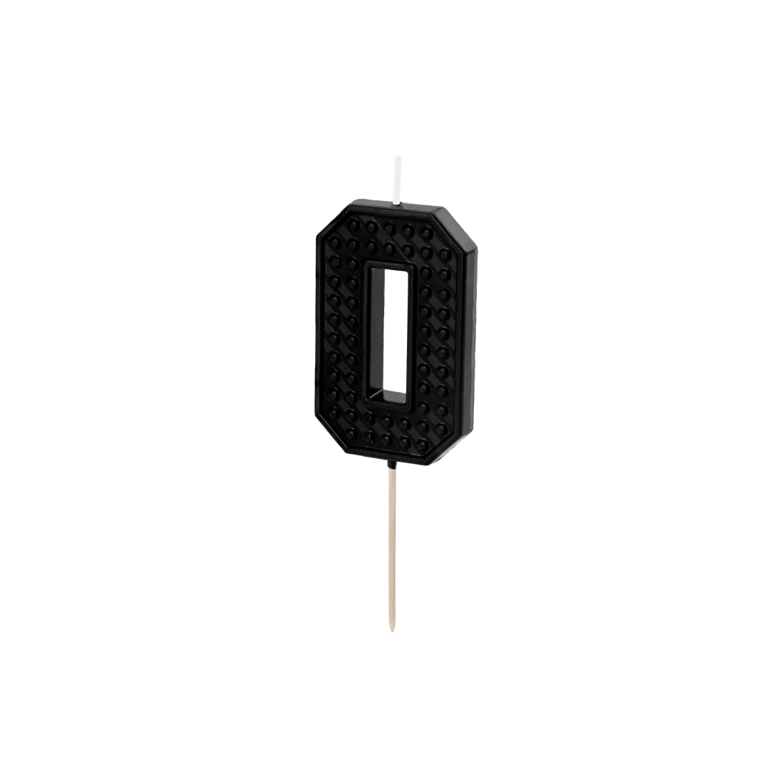 Lumânare pentru tort cifră 0, neagră, 6 cm
