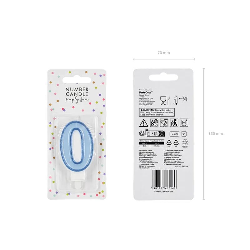 Kék születésnapi gyertyaszám 0, 7 cm