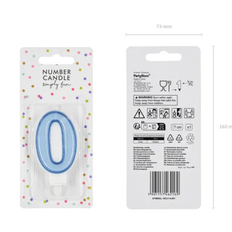 Svíčka na dort číslo 0 modrá 7 cm